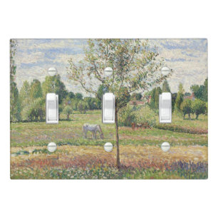 The Meadow with Grey Horse, Eragny, Oil Painting Light Switch Cover