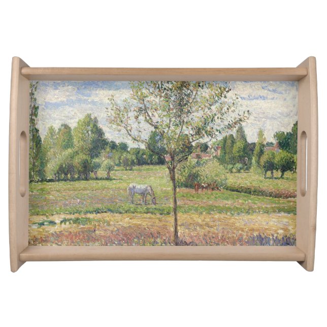 The Meadow with Grey Horse, Eragny, Oil Painting Serving Tray (Front)