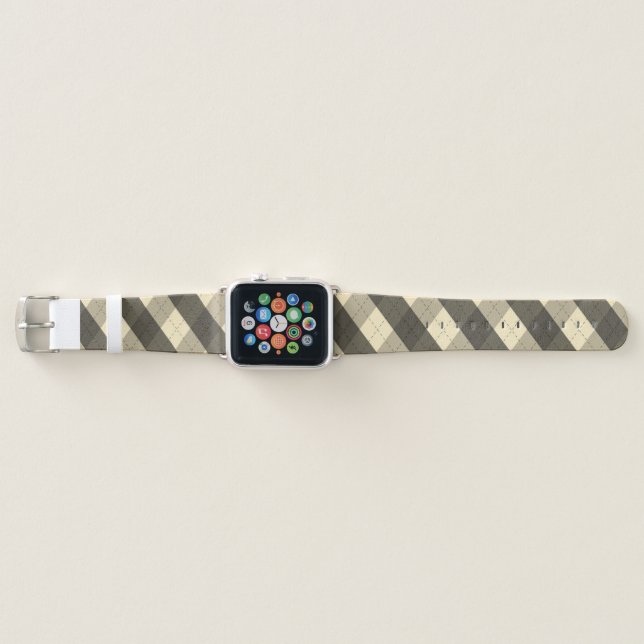 The MeanClique Black Argyle Apple Watch Band (Front)