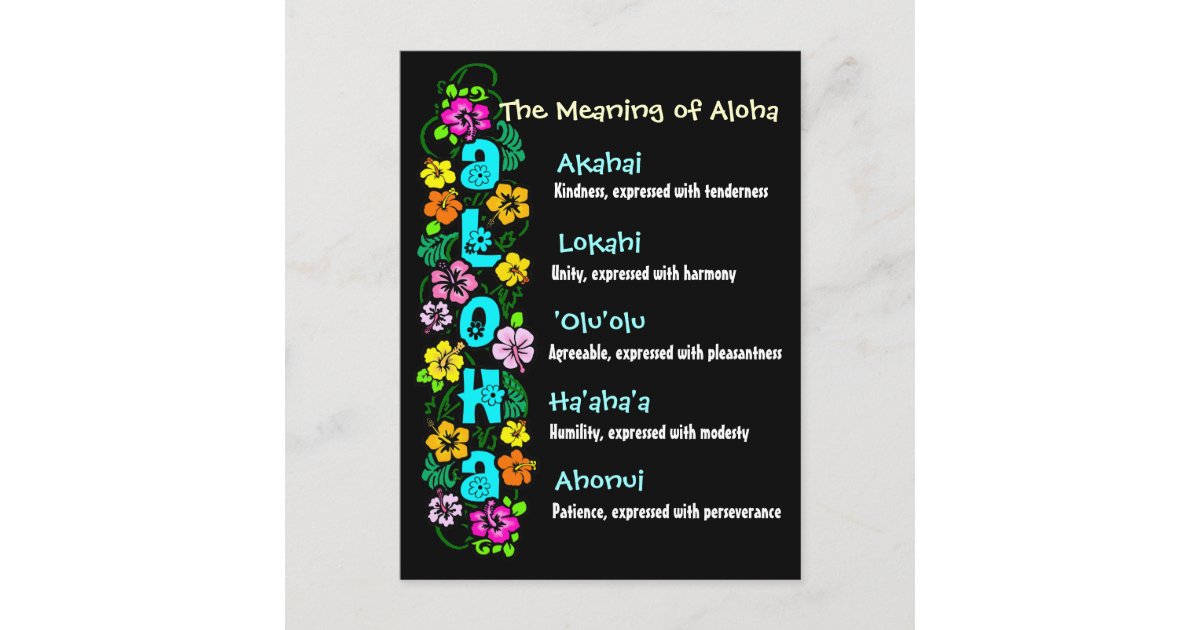 The Meaning Of Aloha Postcard Zazzle Com