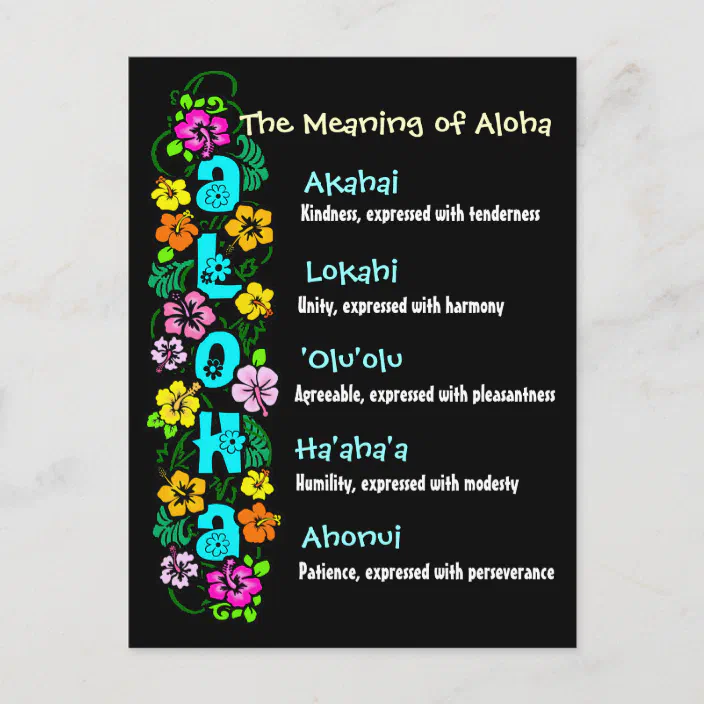 The Meaning Of Aloha Postcard Zazzle Com