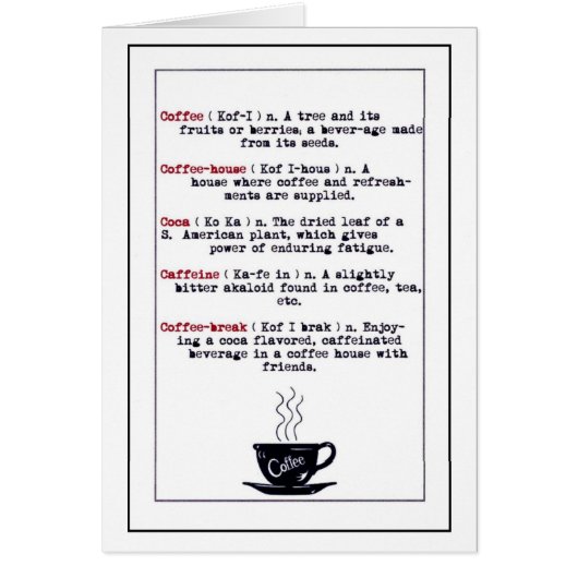 The Meaning of Coffee Cards (Front)