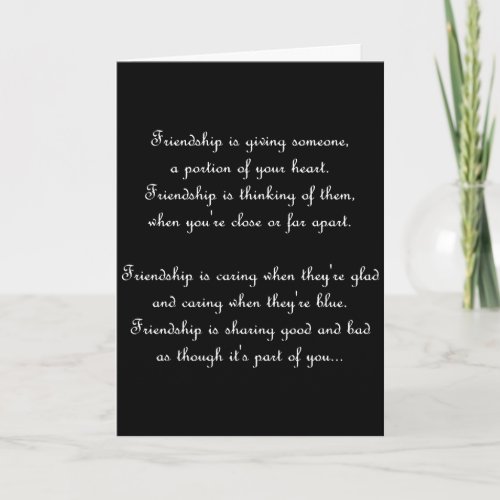 THE MEANING OF FRIENDSHIP BIRTHDAY CARD