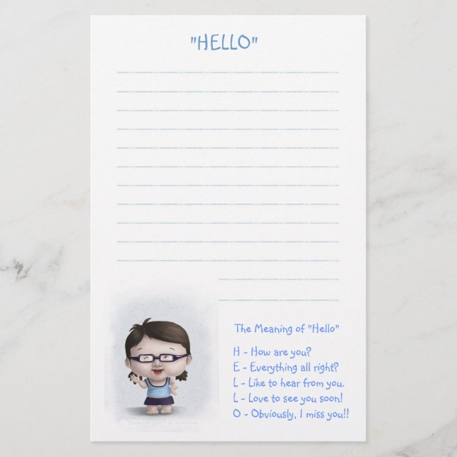 The Meaning of "Hello" Stationery (Front)