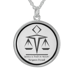 The Meaning of Justice - Black and White Sterling Silver Necklace
