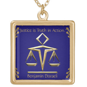 The Meaning of Justice - Gold+Blue (Personalized) Gold Plated Necklace
