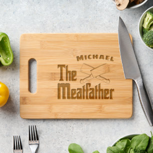 The Meatfather Funny BBQ Grill Custom Name Engraved Cutting Board