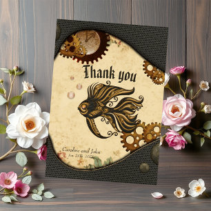 The mechanical wonder of the ocean steampunk fish. thank you card