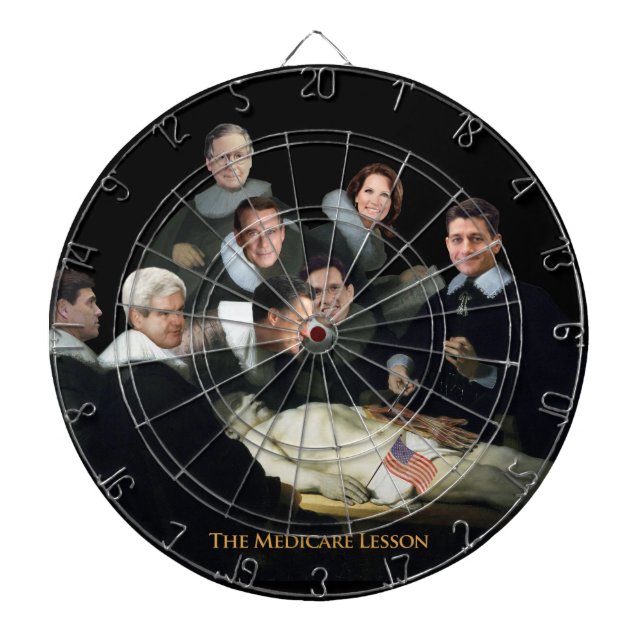 The Medicare Lesson Dartboard With Darts (Front)