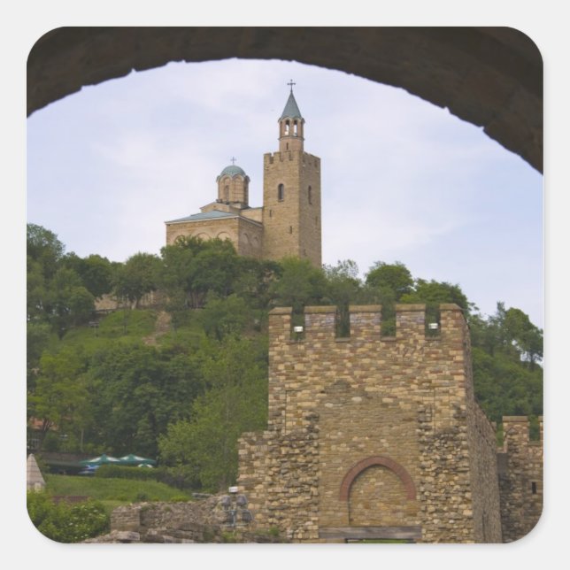 The medieval stronghold of Tsarevets Square Sticker (Front)