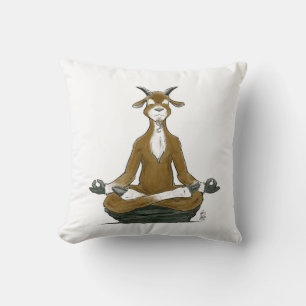 " The Meditating Goat " Throw Pillow