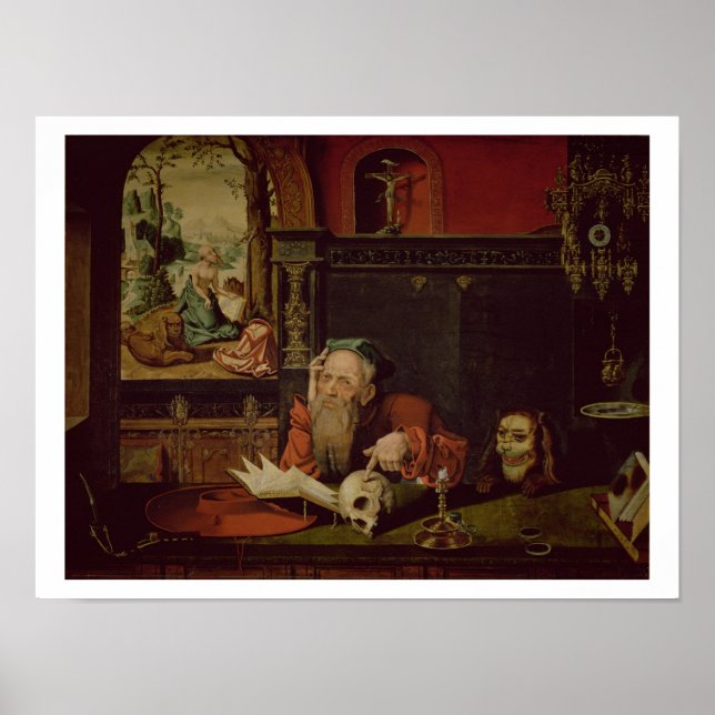 The Meditation of St. Jerome (oil on panel) Poster (Front)