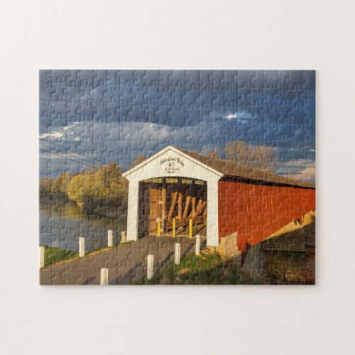 The Medora Covered Bridge Built In 1875 Jigsaw Puzzle