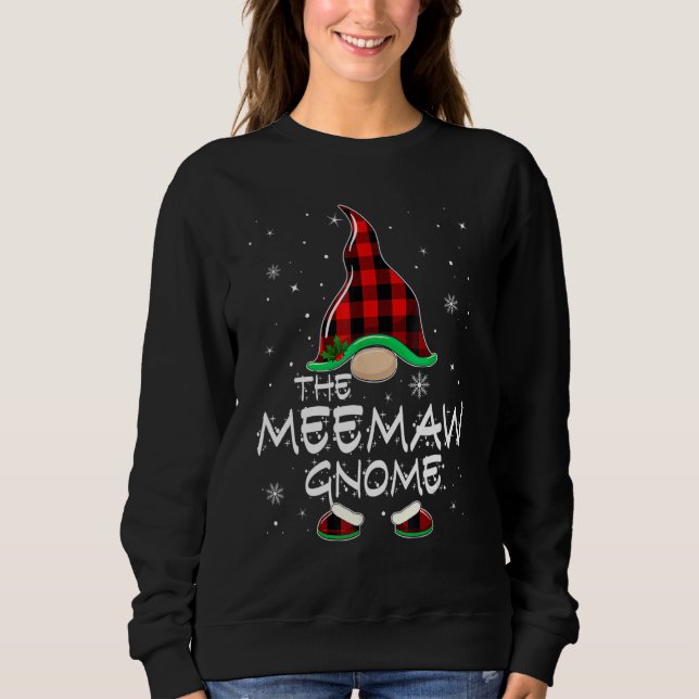 The Meemaw Gnome Red Buffalo Plaid Christmas Pajam Sweatshirt (Front)
