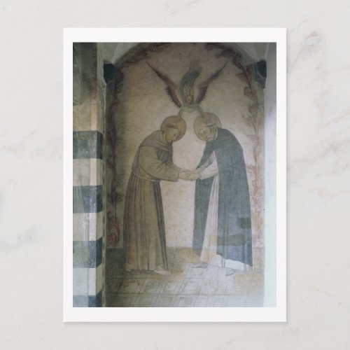 The Meeting of St Dominic and St Francis fresco Postcard