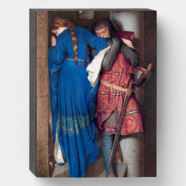 The Meeting On Turret Stairs by Frederic Burton Wooden Box Sign (Front Vertical)