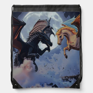 The Meeting Place - Dragon and Pegasus Drawstring Bag