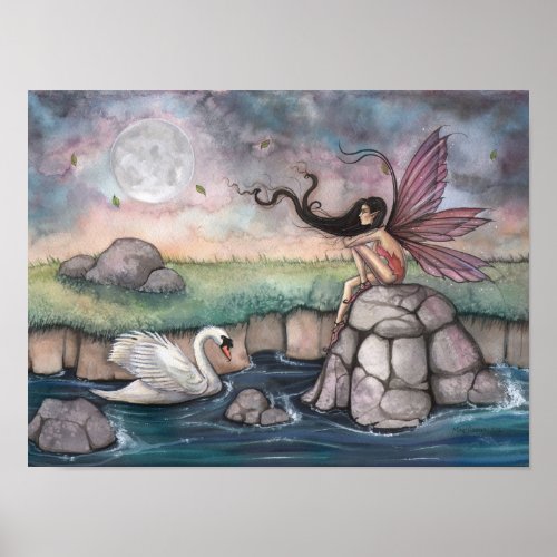 The Meeting Place Fairy and Swan Fantasy Art Print