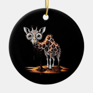 The Melting Giraffe Funny Surreal Art Design Ceramic Ornament