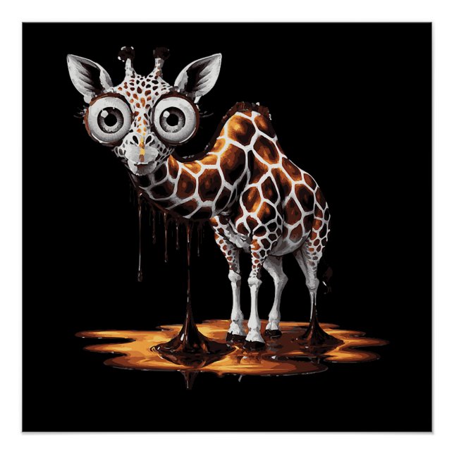 The Melting Giraffe Funny Surreal Art Design Poster (Front)