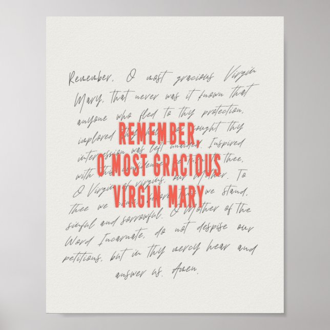 The Memorare Prayer Poster (Front)