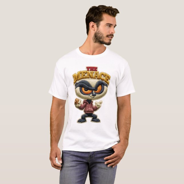 The Menace Funny Embroidered Patch Troublemaker T-Shirt (Front Full)