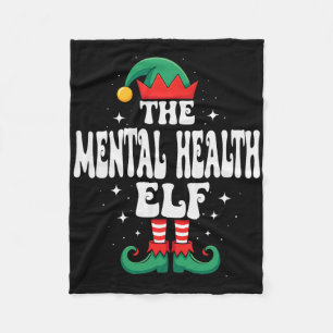 The Mental Health Elf Funny Christmas Matching Fam Fleece Blanket
