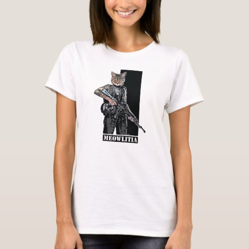 The Meowlitia Little Cat Black T_Shirt