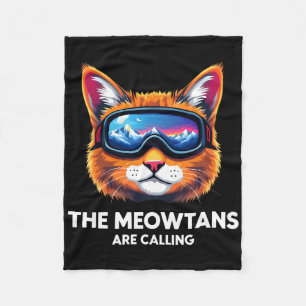 The Meowtains Are Calling Cat Lover Mountain Skier Fleece Blanket