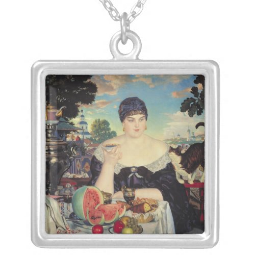 The Merchants Wife at Tea 1918 Silver Plated Necklace