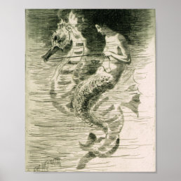 &#39;The Mermaid&#39; (and seahorse) Frederick Church Poster