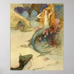 The Mermaid and the Dragon by warwick goble Poster