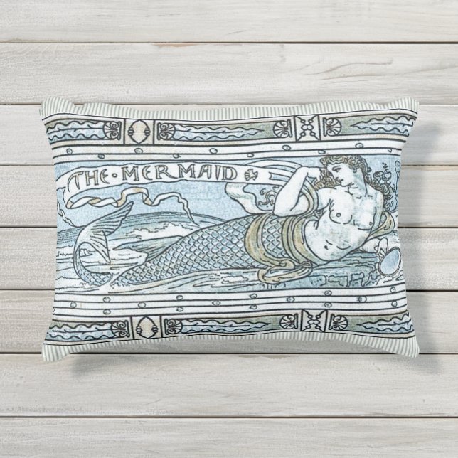 The Mermaid: at Sunrise Outdoor Throw Pillow (Front)