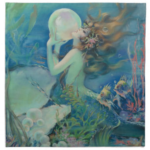 The Mermaid by Henry Clive Cloth Napkin