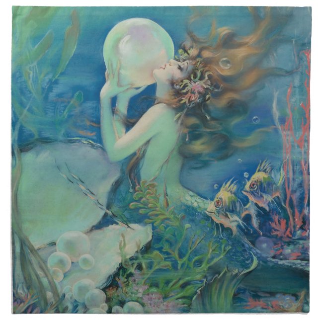 The Mermaid by Henry Clive Cloth Napkin (Front)