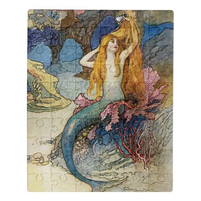 “The Mermaid” by Warwick Goble Jigsaw Puzzle (Puzzle Vertical)