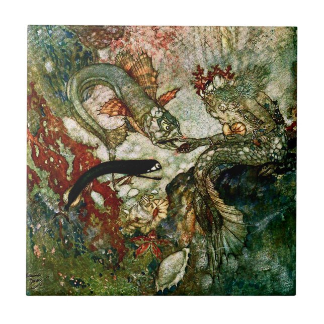 “The Mermaid King” by Edmund Dulac Ceramic Tile (Front)