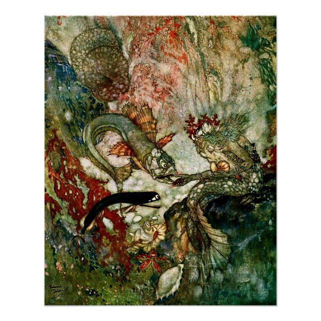 “The Mermaid King” by Edmund Dulac Poster (Front)