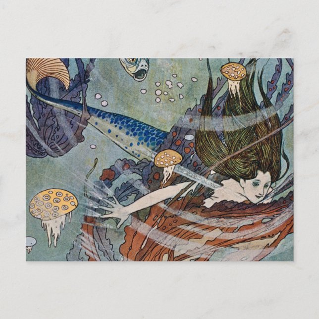 “The Mermaid Princess” by Edmund Dulac Postcard (Front)