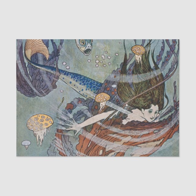 “The Mermaid Princess” by Edmund Dulac Tissue Paper (Front)