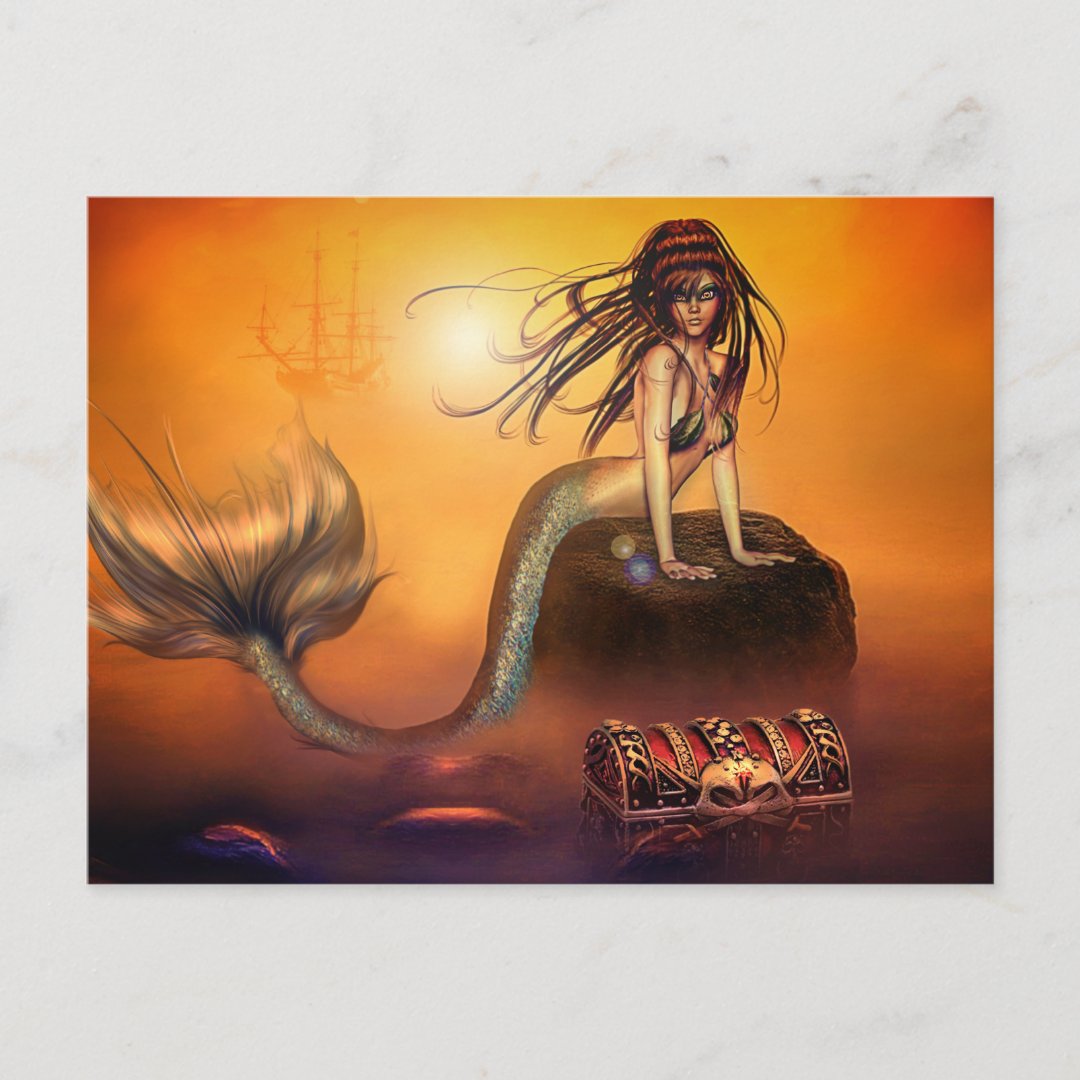 The Mermaids Treasure Postcard | Zazzle