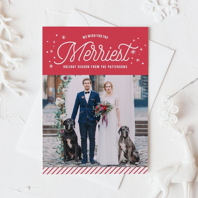 The Merriest Holidays Typography Photo Christmas Holiday Card (Creator Uploaded)