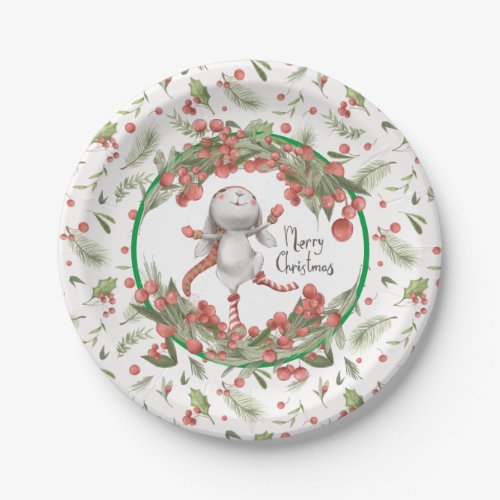 The Merry Christmas Bunny Paper Plates