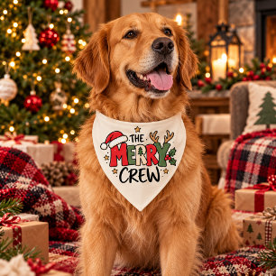 The Merry Crew Retro Christmas Dog Bandana Pet Bandana Collar