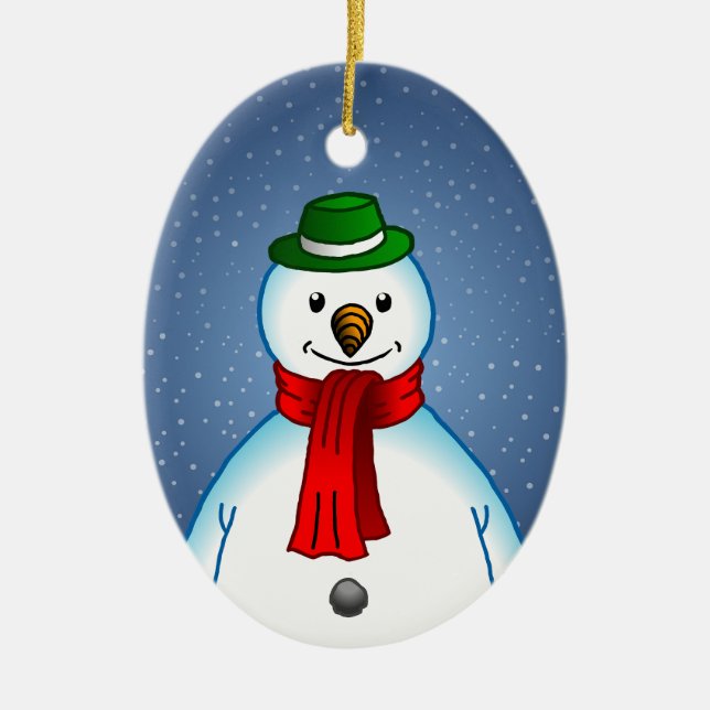 The Merry Snowman on a Christmas Ornament (Front)