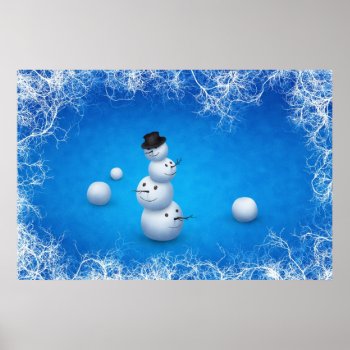 The Merry Snowman Poster by vladstudio at Zazzle