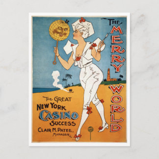 The Merry World Vintage Theater Poster. Holiday Postcard