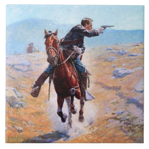 “The Messenger” Western Art by Charles Schreyvogel Ceramic Tile