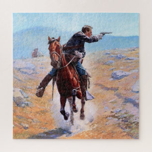 “The Messenger” Western Art by Charles Schreyvogel Jigsaw Puzzle