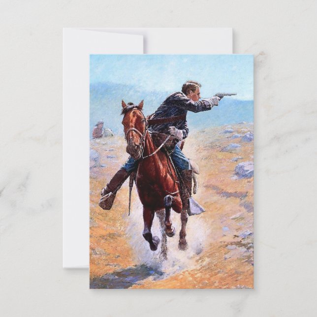 “The Messenger” Western Art by Charles Schreyvogel Thank You Card (Front)